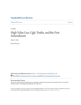 High Value Lies, Ugly Truths, and the First Amendment Alan K