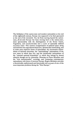 Nationalism Reframed Nationhood and the National Question in the New Europe by Rogers Brubaker