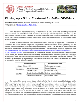 Treatment for Sulfur Off-Odors