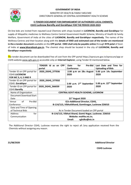 CGHS Lucknow Bareilly and Gorakhpur for the PERIOD 2020-2023