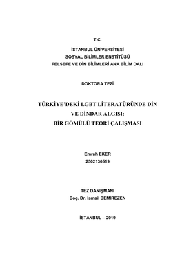 Türkiye'deki Lgbt Literatüründe Din Ve Dindar