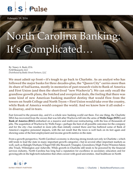 North Carolina Banking: It's Complicated…