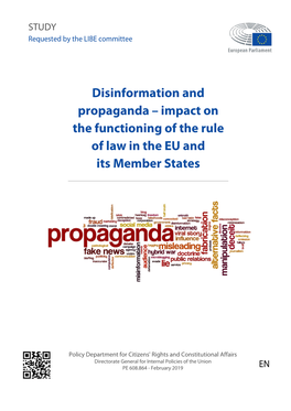 Disinformation and Propaganda – Impact on the Functioning of the Rule of Law in the EU and Its Member States