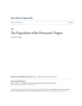 The Degradation of the Democratic Dogma