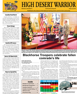 Blackhorse Troopers Celebrate Fallen Comrade's Life