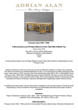 A Monumental Louis XVI Style Giltwood Centre Table with A