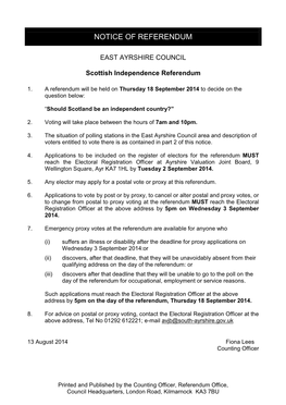 Notice of Referendum