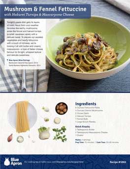 Mushroom & Fennel Fettuccine