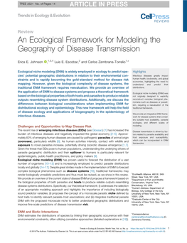 An Ecological Framework for Modeling the Geography Of