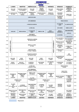 Radio Clásica Marzo Lunes Martes Miércoles Jueves