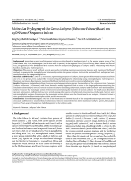 Molecular Phylogeny of the Genus Lathyrus(Fabaceae-Fabeae) Based on Cpdna Matksequence in Iran