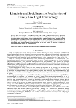 Linguistic and Sociolinguistic Peculiarities of Family Law Legal Terminology