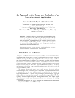 An Approach to the Design and Evaluation of an Enterprise Search Application