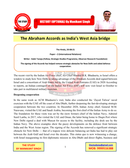 The Abraham Accords As India's West Asia Bridge