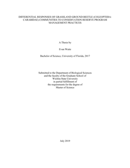 Differential Responses of Grassland Ground Beetle (Coleoptera: Carabidae) Communities to Conservation Reserve Program Management Practices