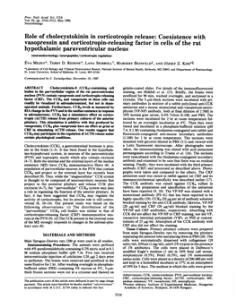 Coexistence with Vasopressin and Corticotropin-Releasing Factor in Cells of the Rat Hypothalamic Paraventricular Nucleus