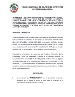 Comisiones Unidas De Relaciones Exteriores Y De Defensa Nacional