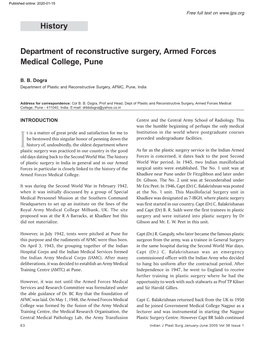 Department of Reconstructive Surgery, Armed Forces Medical College, Pune