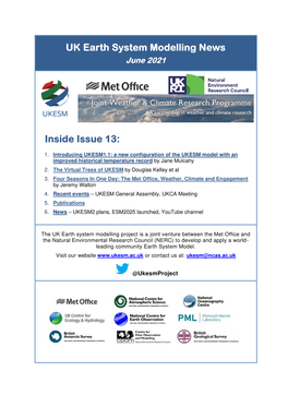 UK Earth System Modelling News Inside Issue