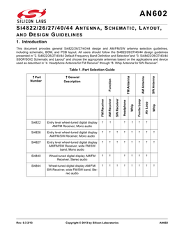 Si4822/26/27/40/44 ANTENNA, SCHEMATIC, LAYOUT, and DESIGN GUIDELINES 1