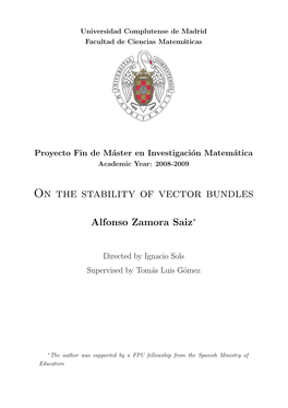 On the Stability of Vector Bundles