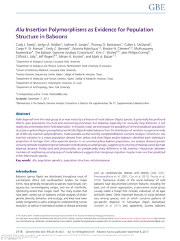 Alu Insertion Polymorphisms As Evidence for Population Structure in Baboons