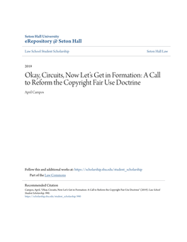 Okay, Circuits, Now Let's Get in Formation: a Call to Reform the Copyright Fair Use Doctrine