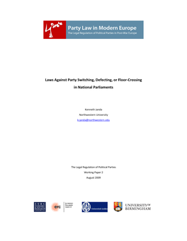 Laws Against Party Switching, Defecting, Or Floor-Crossing in National Parliaments