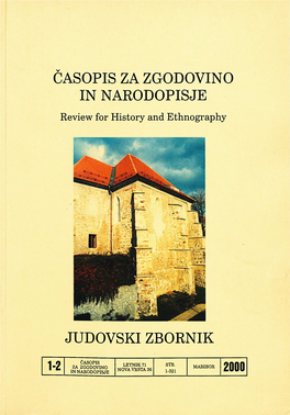 Časopis Za Zgodovino in Narodopisje Judovski Zbornik