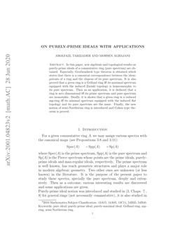 Arxiv:2001.04823V2 [Math.AC] 28 Jun 2020 Hr Spec( Where 3.11): and 3.8 Propositions (See Maps Canonical the Ewrs Ueiel Ueypieiel Ueymxmliel Gelfa Ideal; Ring