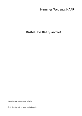 Kasteel De Haar / Archief