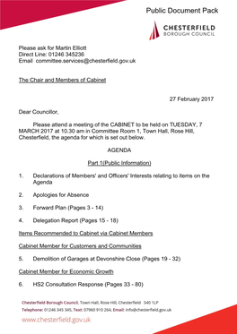 (Public Pack)Agenda Document for Cabinet, 07/03/2017 10:30