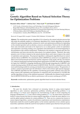 Genetic Algorithm Based on Natural Selection Theory for Optimization Problems