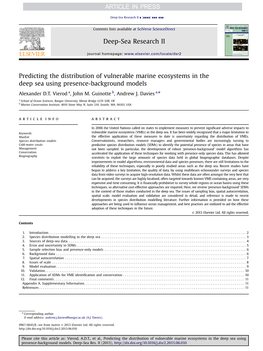 Predicting the Distribution of Vulnerable Marine Ecosystems in the Deep Sea Using Presence-Background Models