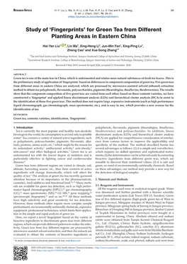 Study of 'Fingerprints' for Green Tea from Different Planting Areas in Eastern China