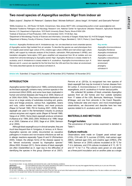 AR TICLE Two Novel Species of Aspergillus Section Nigri From