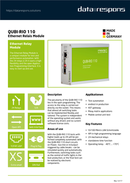 QUBI-RIO 110 in Ethernet Relais Module GERMANY