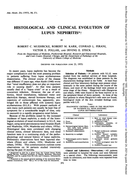 HISTOLOGICAL and CLINICAL EVOLUTION of LUPUS NEPHRITIS*T