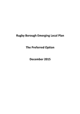 Rugby Borough Emerging Local Plan the Preferred Option