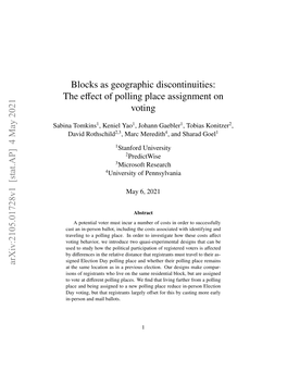 Blocks As Geographic Discontinuities: the Effect of Polling Place