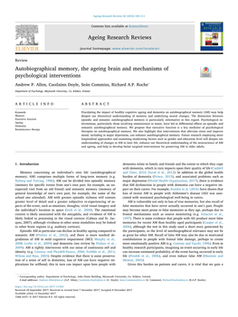 Autobiographical Memory, the Ageing Brain and Mechanisms of Psychological Interventions