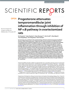 Progesterone Attenuates Temporomandibular Joint