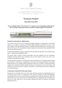 "Sanssouci, Potsdam" Pen of the Year 2015