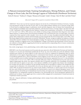 A Paleoenvironmental Study Tracking Eutrophication, Mining Pollution