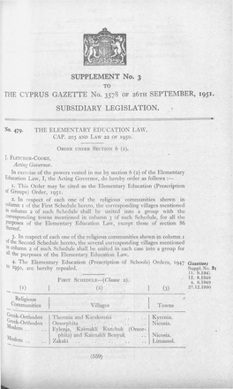 SUPPLEMENT No. 3 the CYPRUS GAZETTE No. 3578 of Z6TH
