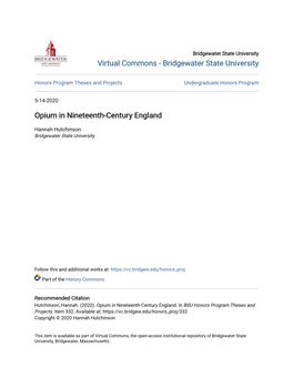 Opium in Nineteenth-Century England