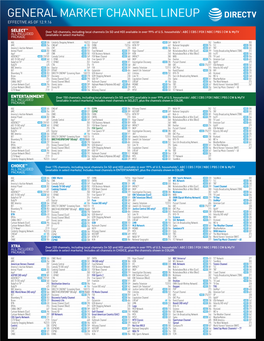 General Market Channel Lineup Effective As of 12.9.16