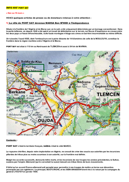 La Ville De PORT SAY Devenue MARSA Ben M'hidi À L'indépendance