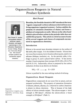 Organosilicon Reagents in Natural Product Synthesis