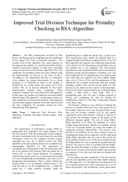 Improved Trial Division Technique for Primality Checking in RSA Algorithm